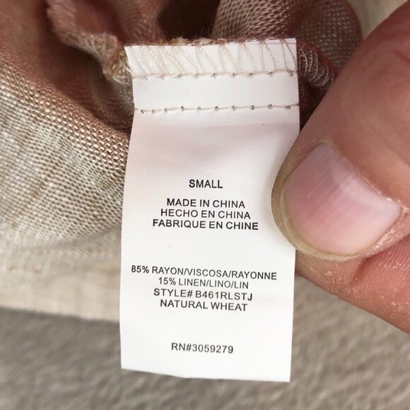 Thread & Supply Womens  Wide Leg Pants Small Beige Casual Linen Drawstring Baggy - Picture 9 of 12